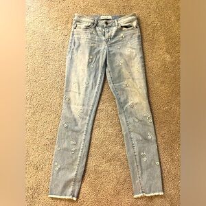 Abercrombie & Fitch Size 4 Ankle Length Raw Hem Jeans with Flower Print
